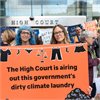 Protestors outside Wellington High Court yesterday