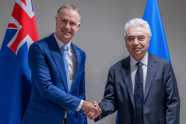 Climate Change and Energy Minister Simon Watts with International Energy Agency head Fatih Birol last week