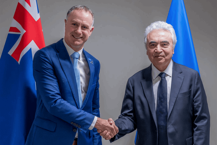 Climate Change and Energy Minister Simon Watts with International Energy Agency head Fatih Birol last week