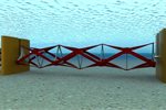 How the rotor blades look installed in a tidal fence configuration. How the rotor blades look installed in a tidal fence configuration.